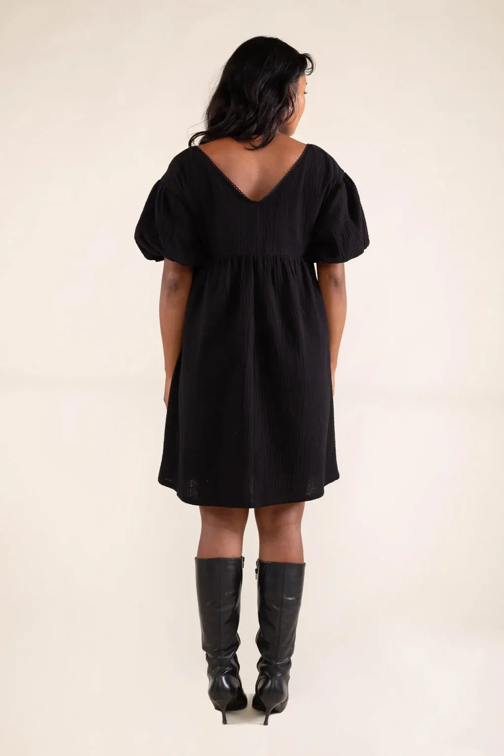 The Elodie Puff Sleeve Mini Dress by NLT - Black - PLUS