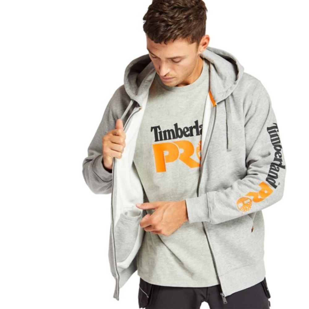 Timberland PRO Hood Honcho Full Zip Work Hoodie - Light Grey TB0A235XC81