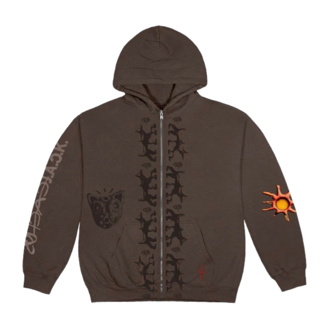 Travis Scott Reverse Dog Brown Zip Up Hoodie