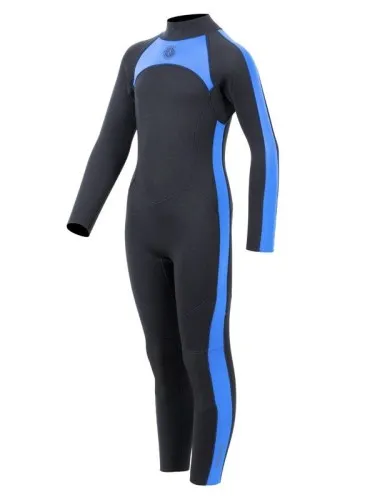 Two Bare Feet Flare 2.5mm Junior Wetsuit (Black/Blue)  The Junior Flare Full wetsuit features one of our stretchiest neoprene co