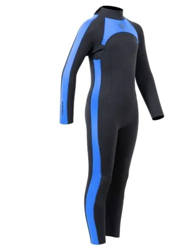 Two Bare Feet Flare 2.5mm Junior Wetsuit (Black/Blue)  The Junior Flare Full wetsuit features one of our stretchiest neoprene co