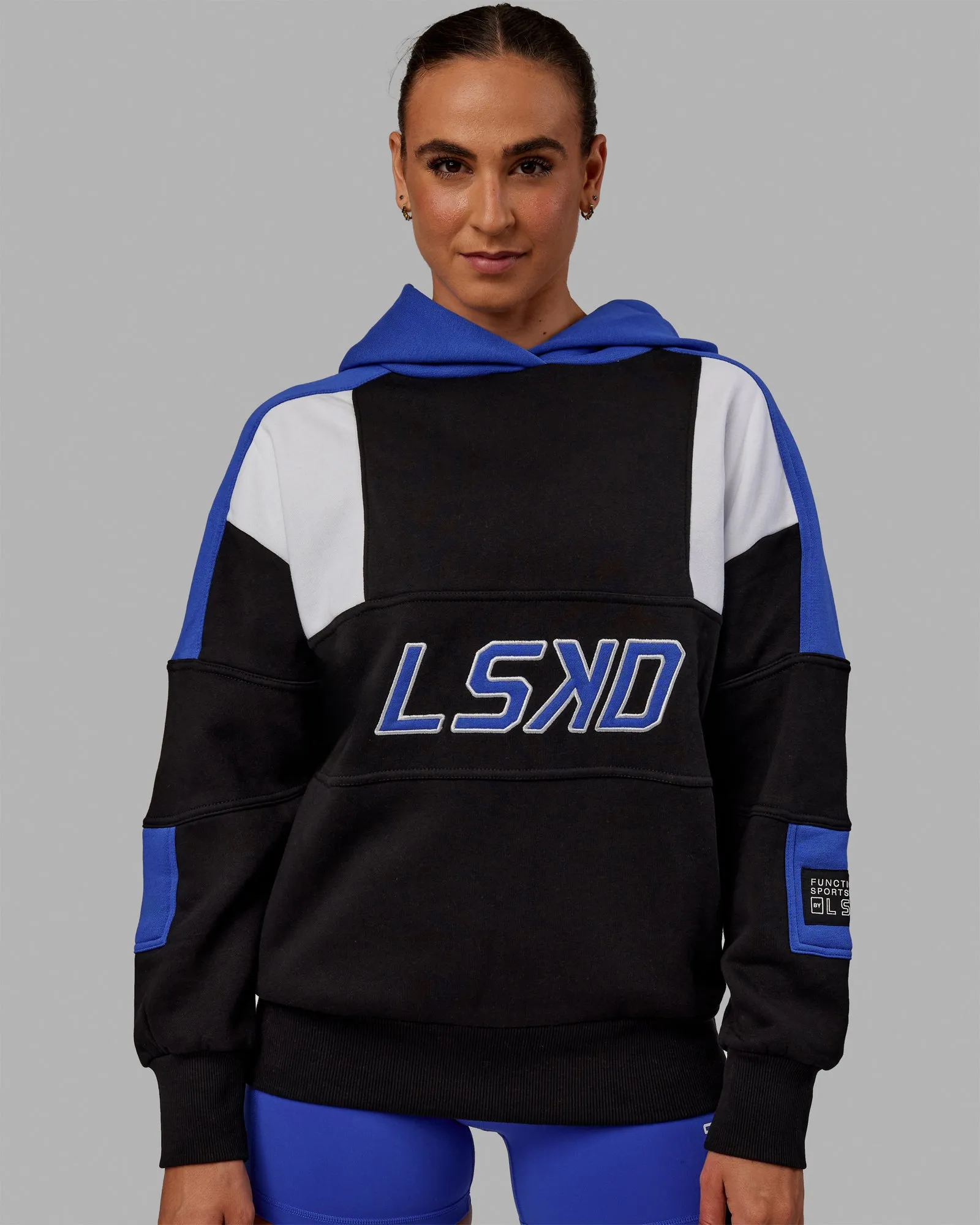 Unisex Slam Hoodie Oversize - Black-Power Cobalt