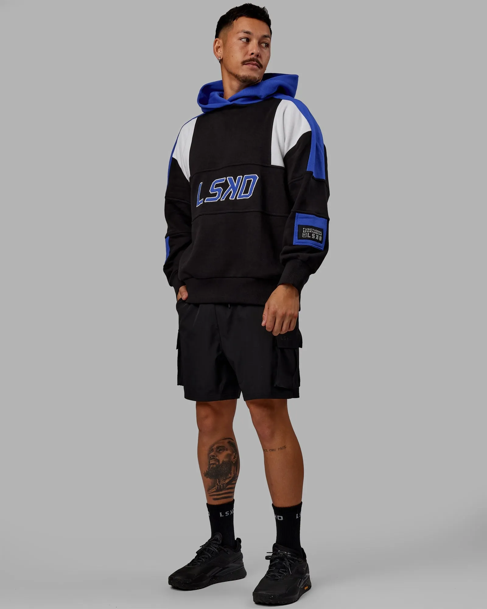 Unisex Slam Hoodie Oversize - Black-Power Cobalt