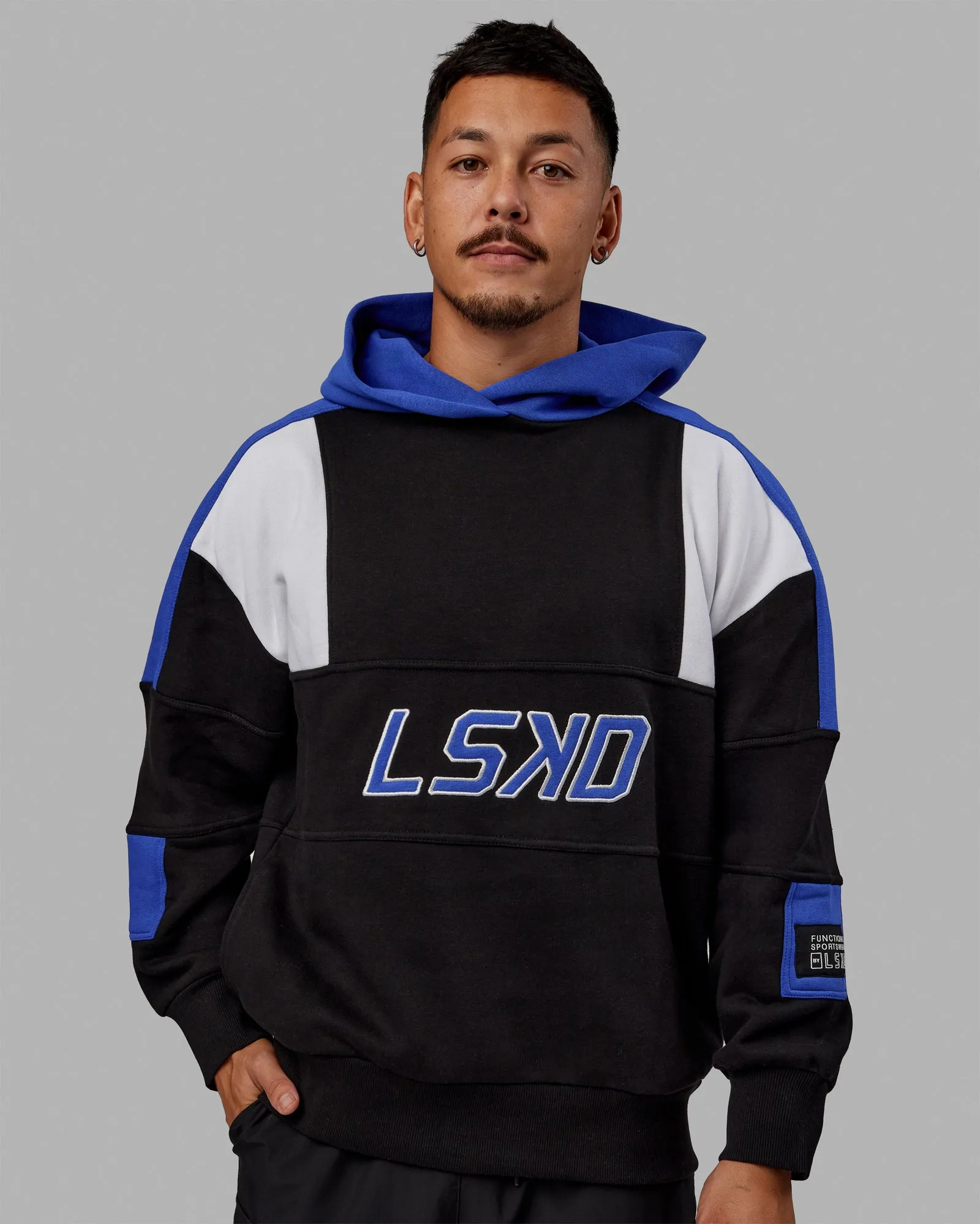 Unisex Slam Hoodie Oversize - Black-Power Cobalt