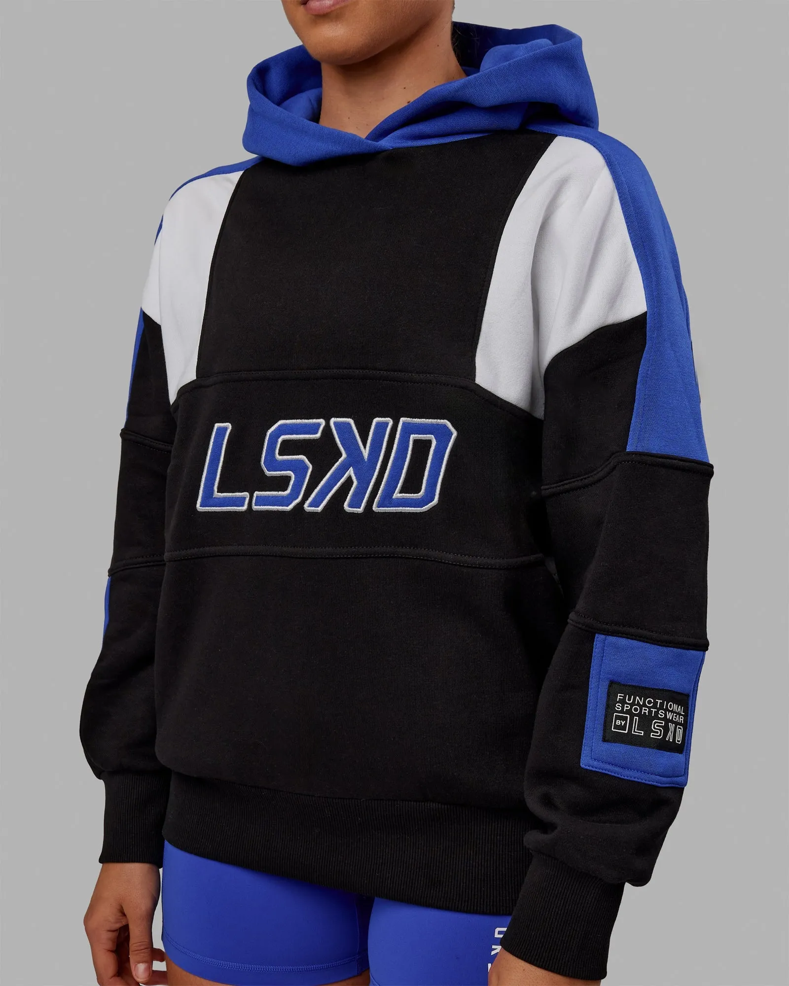 Unisex Slam Hoodie Oversize - Black-Power Cobalt