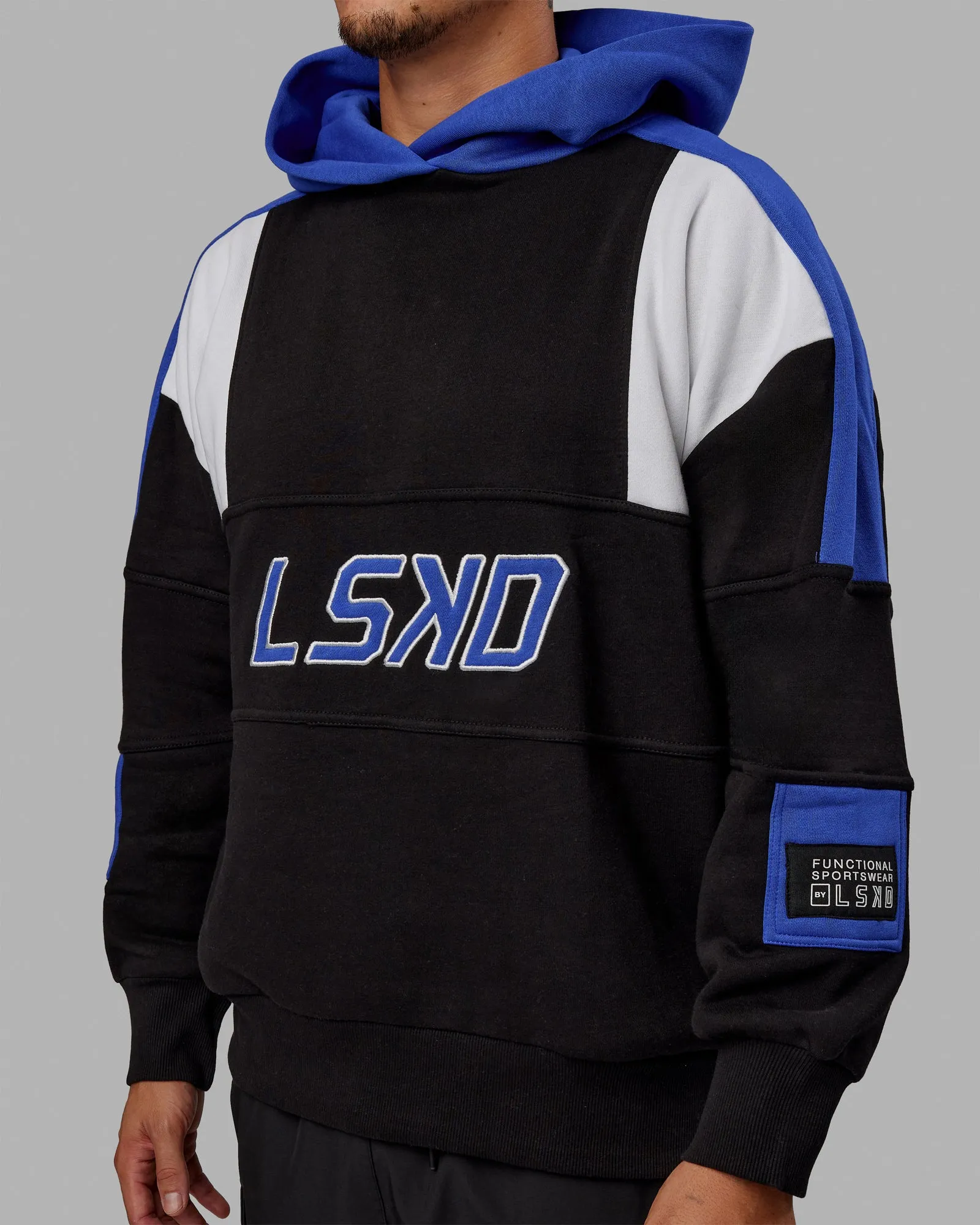 Unisex Slam Hoodie Oversize - Black-Power Cobalt