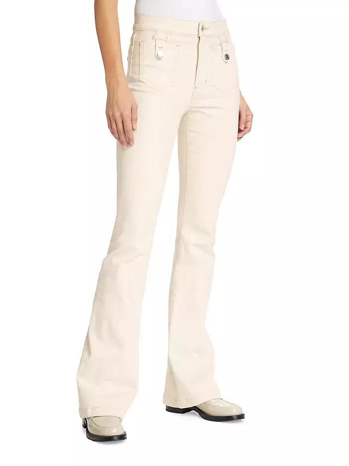 Veronica Beard - Beverly HR Skinny Flare w/Tab Jean - Ecru