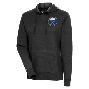 Women's Buffalo Sabres Antigua Heather Black Logo Action Chenille Pullover Hoodie