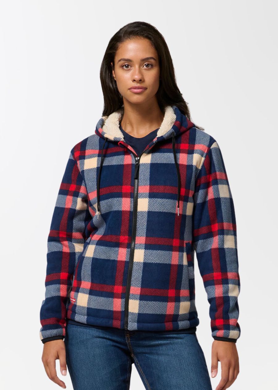 Womens check zip hoodie