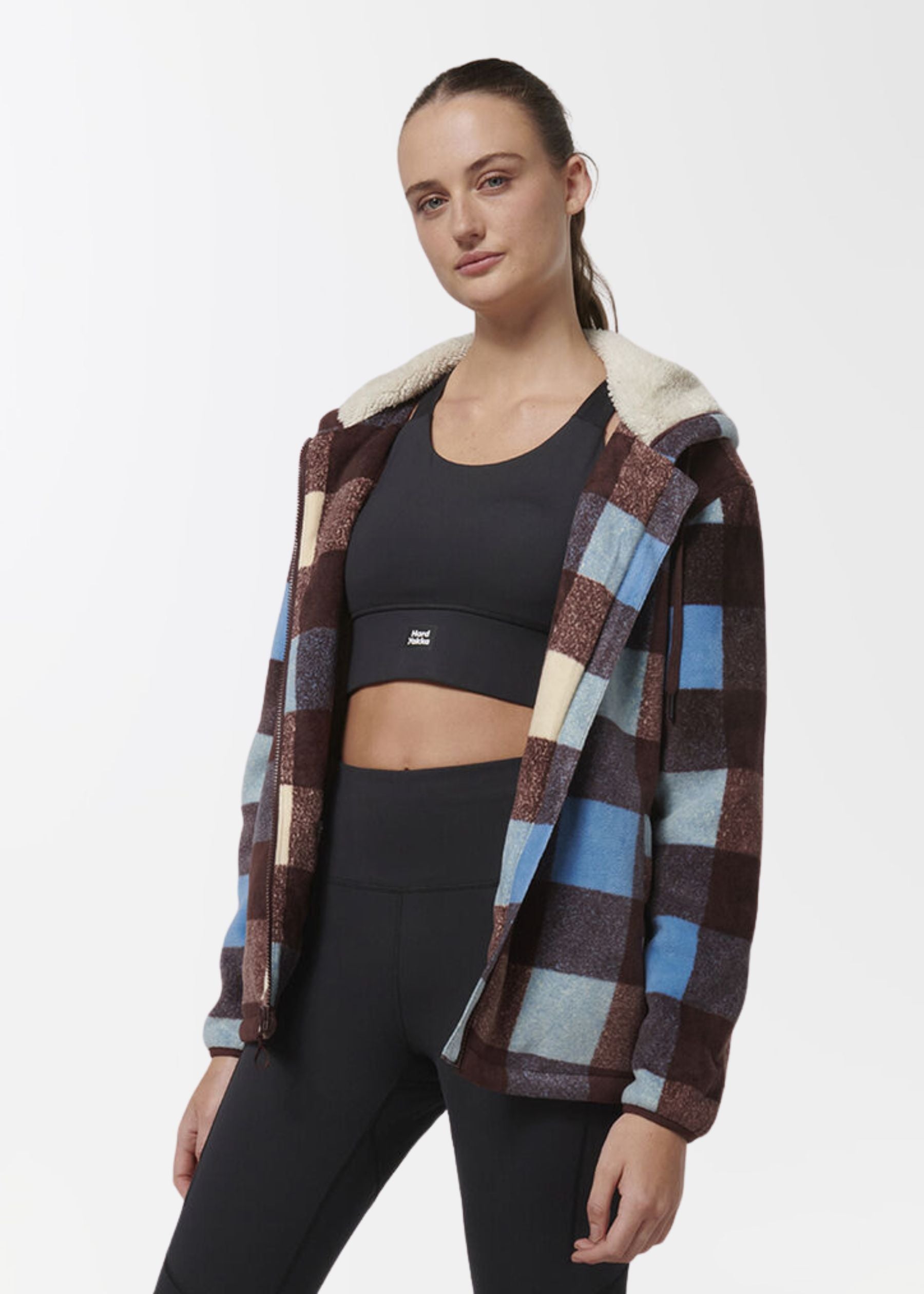 Womens check zip hoodie