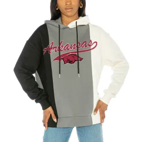 Women's Gameday Couture  Black/White Arkansas Razorbacks Go All In Tri-Color Pullover Hoodie