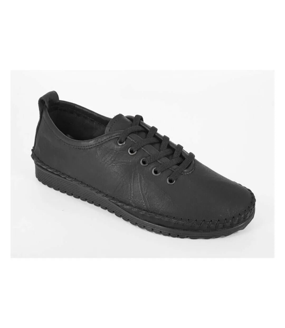 Womens/ladies flexi softie leather trainers black Mod Comfys