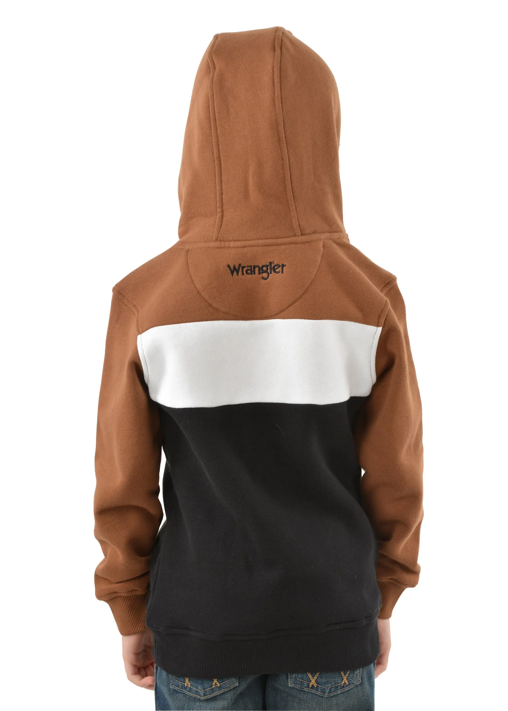 Wrangler Boys Ralph Pullover Hoodie - Dark Tan/Black - X3W3540922- On Sale