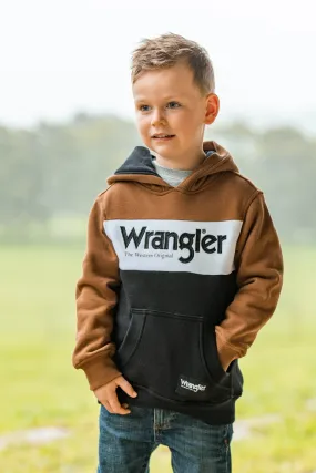 Wrangler Boys Ralph Pullover Hoodie - Dark Tan/Black - X3W3540922- On Sale